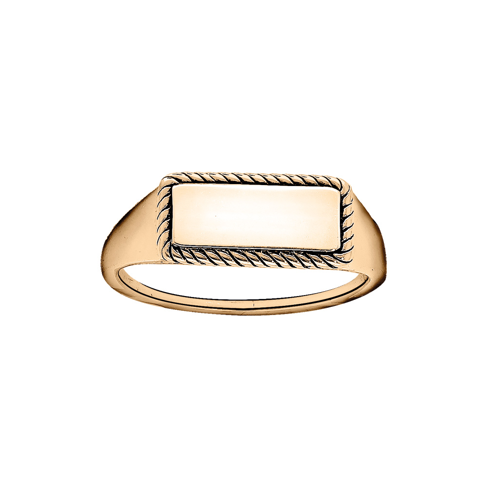 Chevalière en vermeil plateau rectangulaire contour perlé
