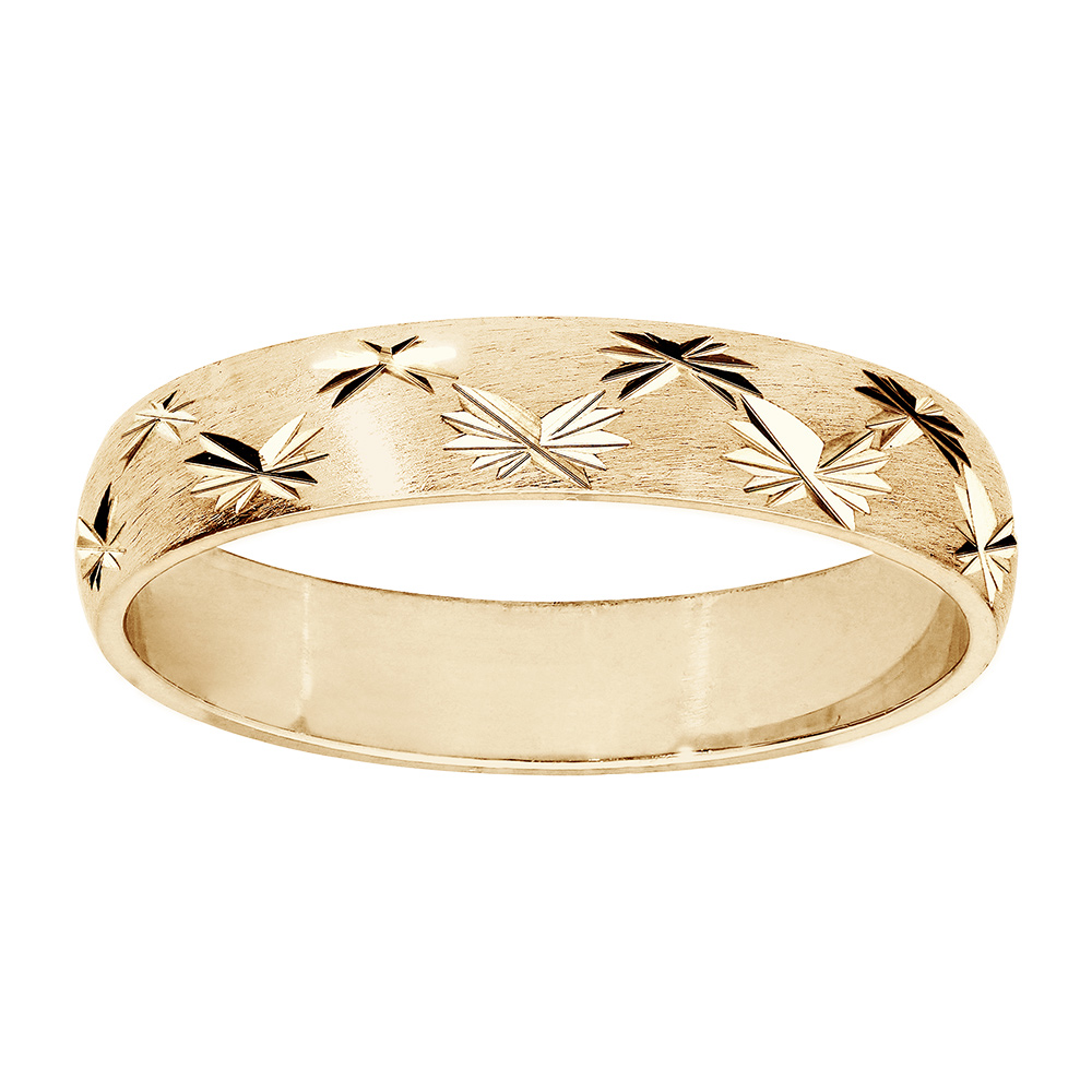 Alliance en vermeil diamantée avec 2 rangs d'étoiles 4mm