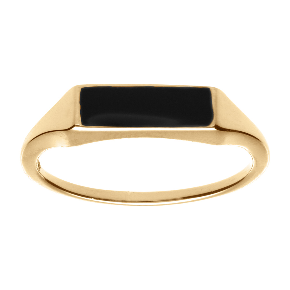 Bague en vermeil petite chevaliere plareau rectangulaire avec onyx imitation Bague en vermeil petite chevaliere plareau rectangulaire avec onyx imitation