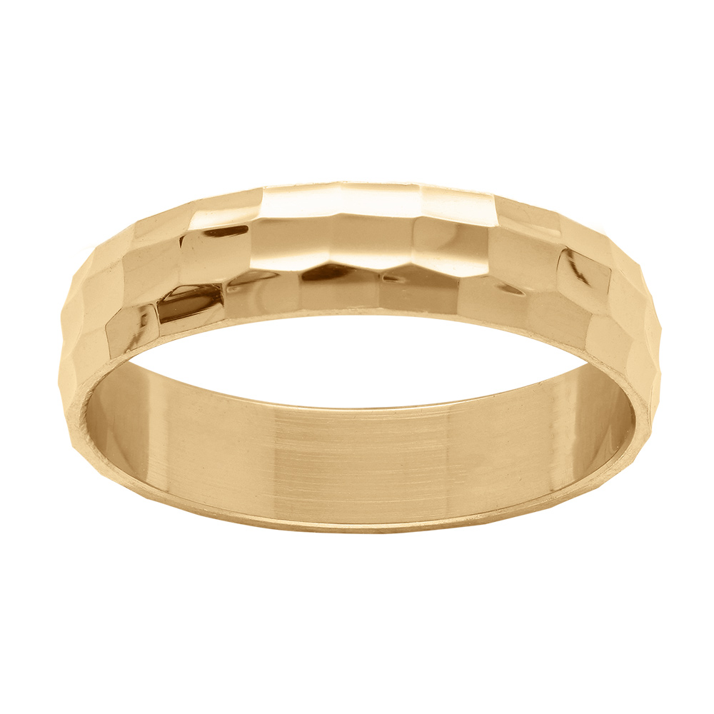Alliance diamantée en vermeil aspect martelé - 5 mm Alliance diamantée en vermeil aspect martelé - 5 mm