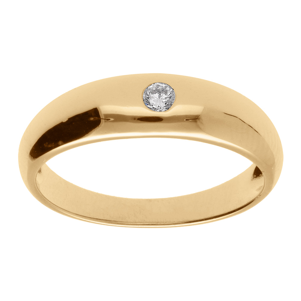 Bague en vermeil jonc anglais 5mm avec un oxyde blanc serti