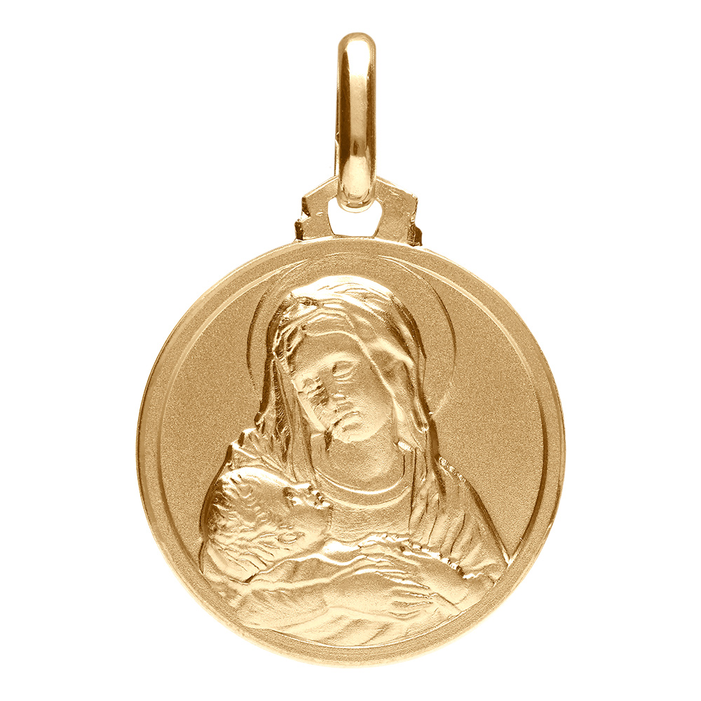 Pendentif en vermeil vierge et l'enfant 16mm
