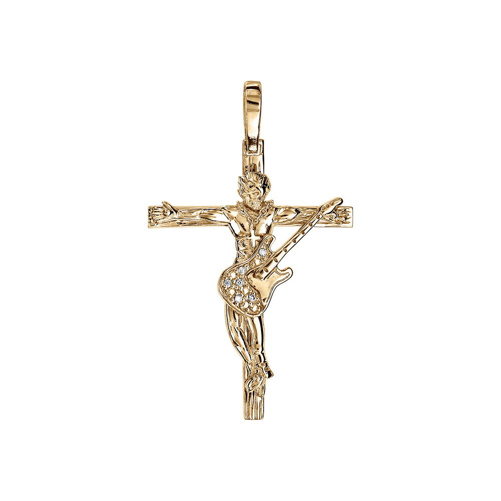 Pendentif en vermeil croix rock - hauteur 26mm