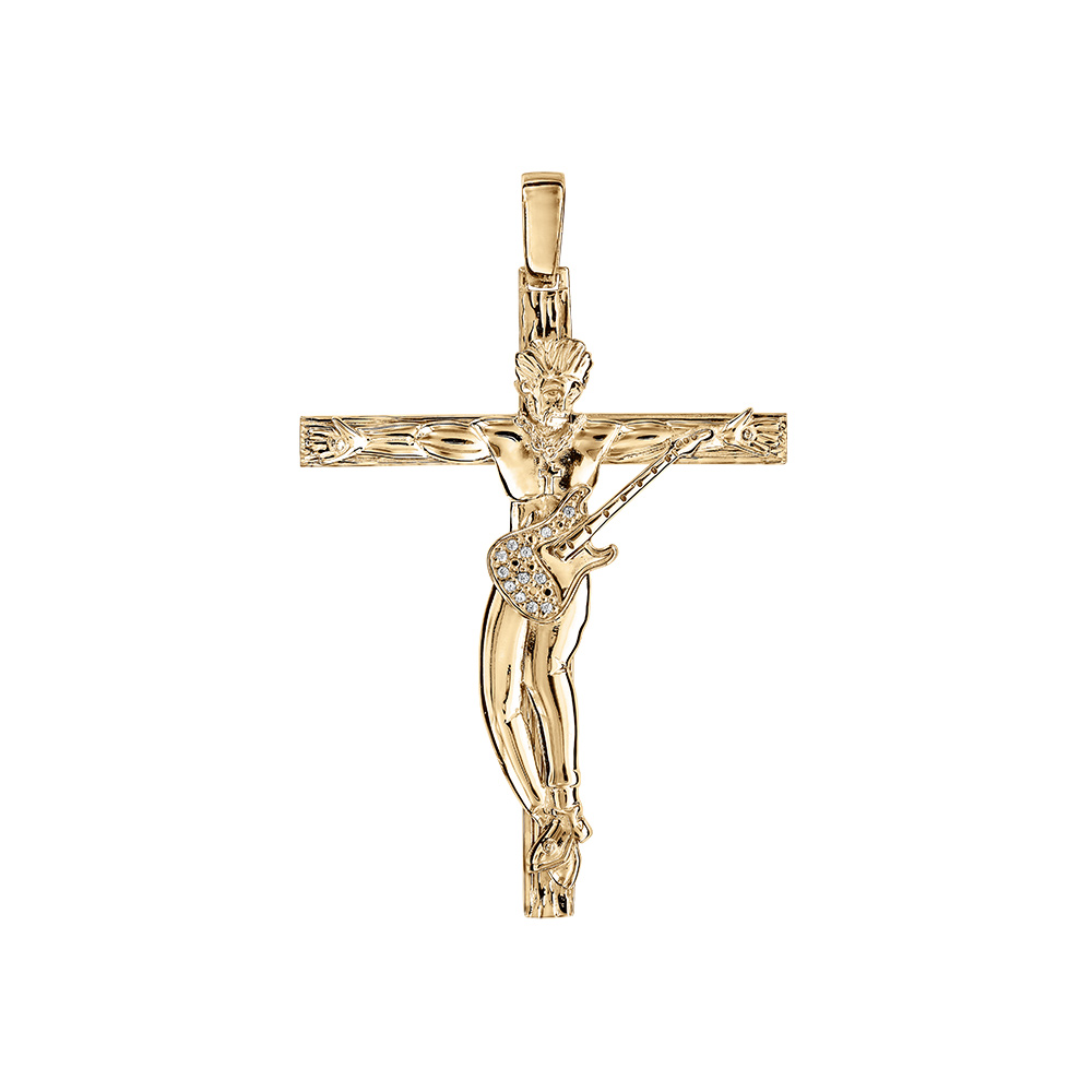 Pendentif en vermeil croix rock - hauteur 45mm