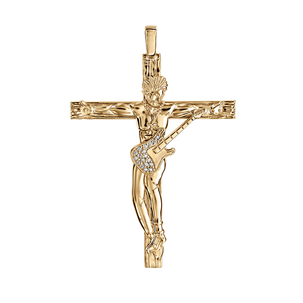Pendentif en vermeil croix rock - hauteur 60mm