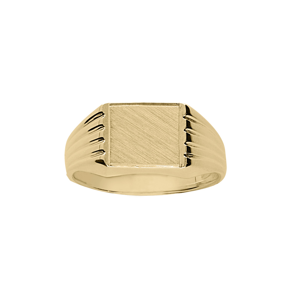 Chevalière en vermeil plateau carré 8mm X 8mm et godrons sur les côtés