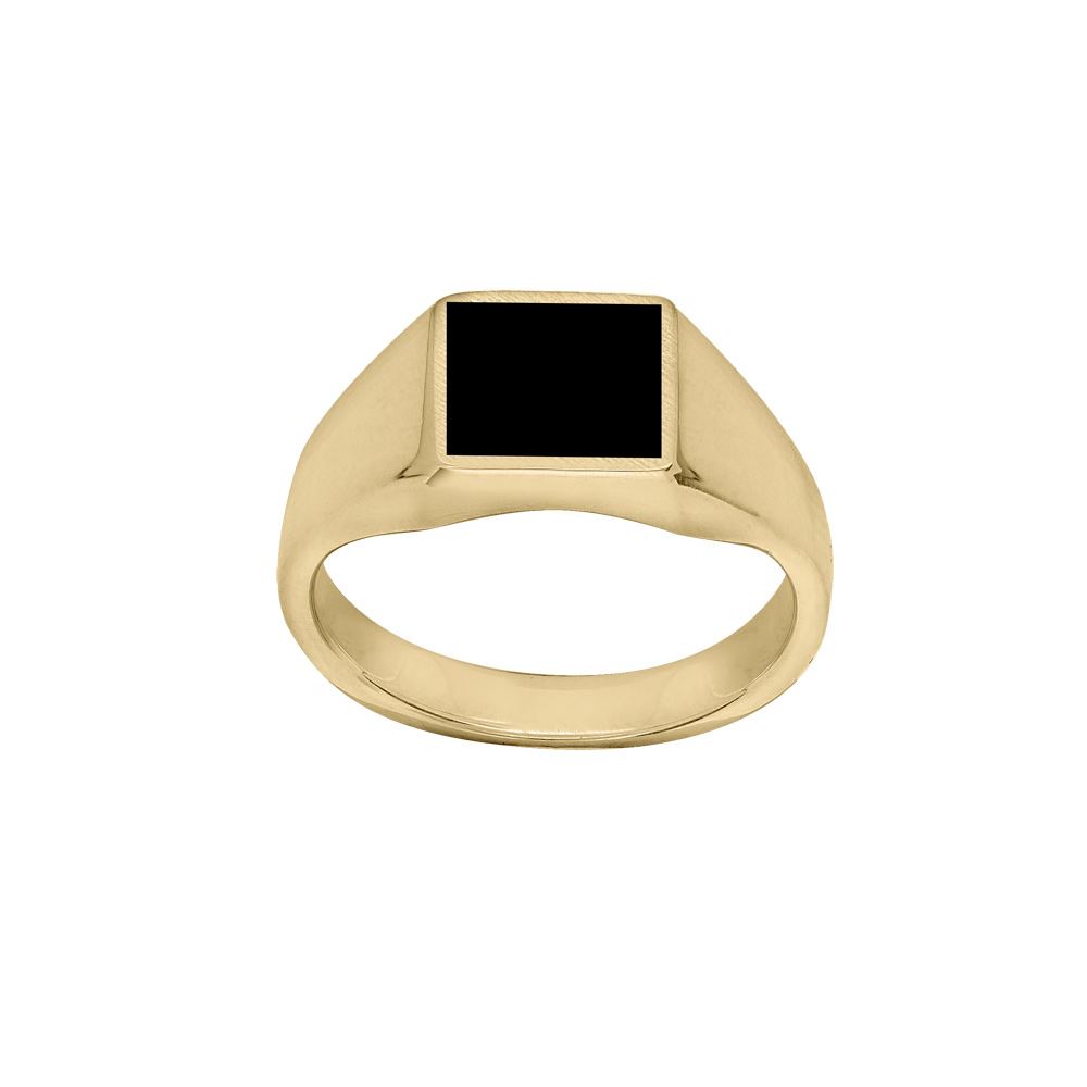 Chevalière en vermeil plateau rectangulaire 95mm X 95mm en onyx synthétique