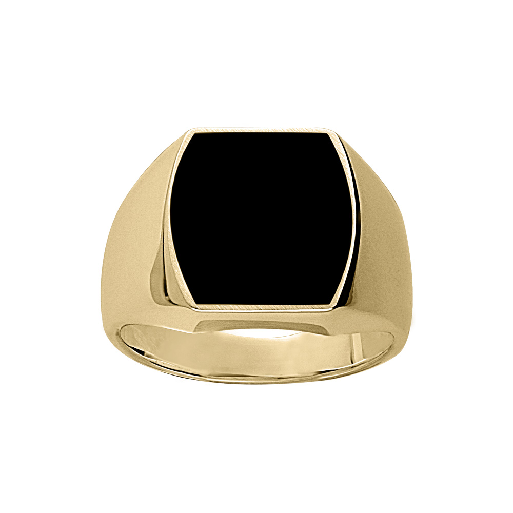 Chevalière en vermeil plateau tonneau 16mm X 14mm en onyx synthétique