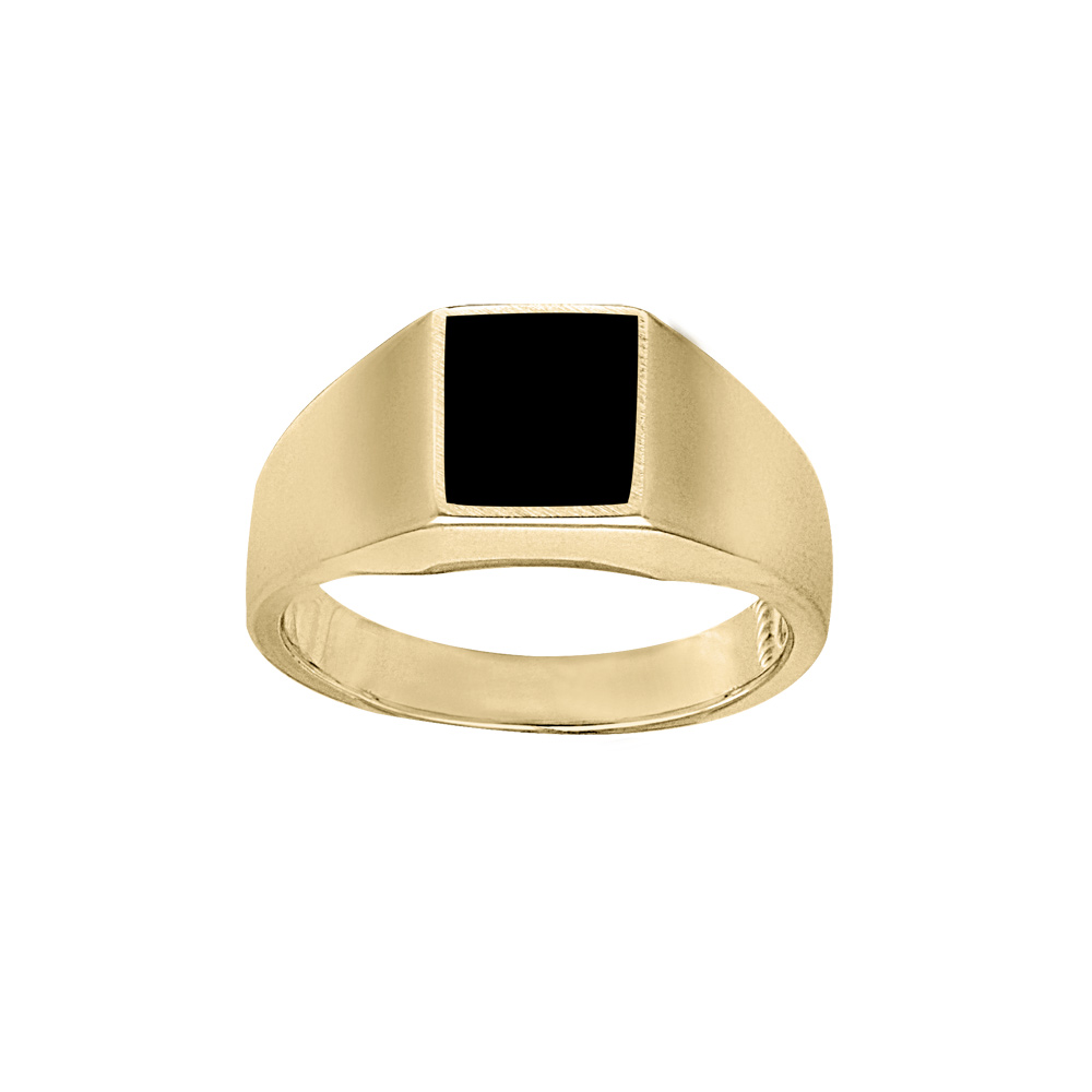 Chevalière en vermeil plateau rectangulaire 10mm X 8mm en onyx synthétique