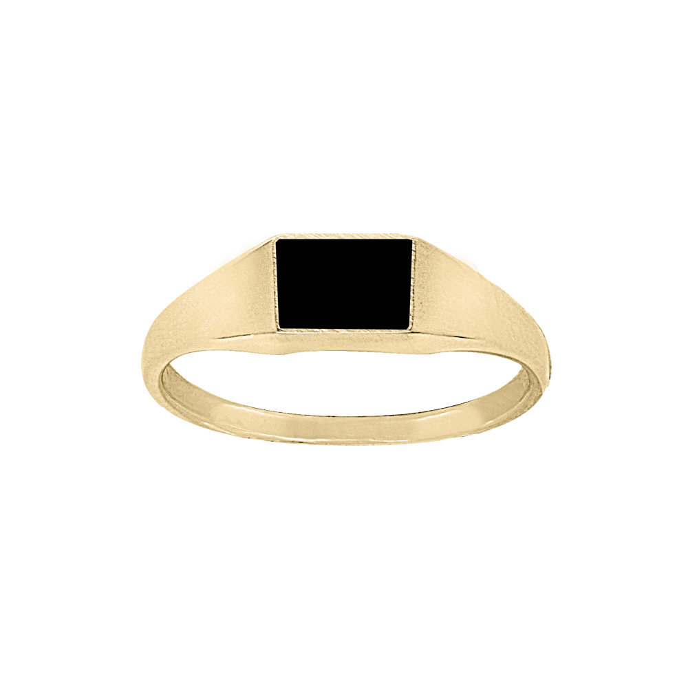 Chevalière en vermeil plateau carré en onyx synthétique