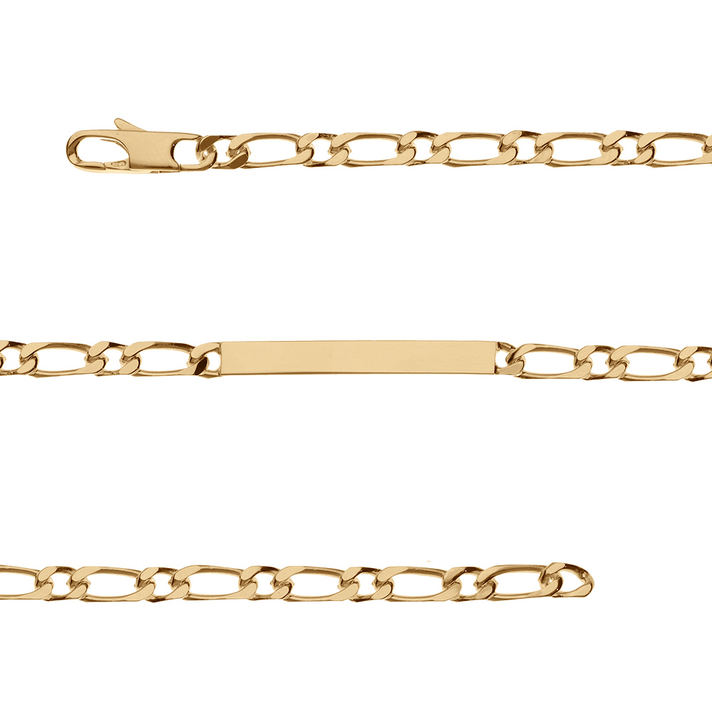 Gourmette en plaqué or maille figaro 1+1 largeur 4mm et longueur 18cm