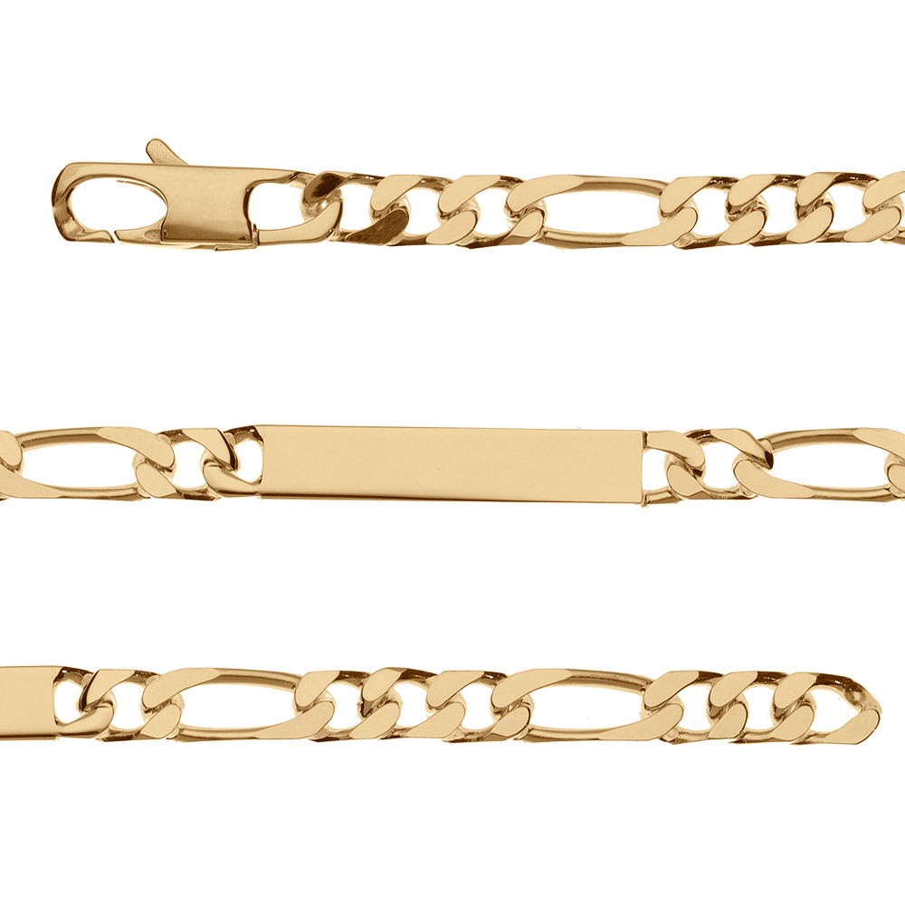 Gourmette en plaqué or maille figaro 1+3 largeur 6mm et longueur 18,5cm