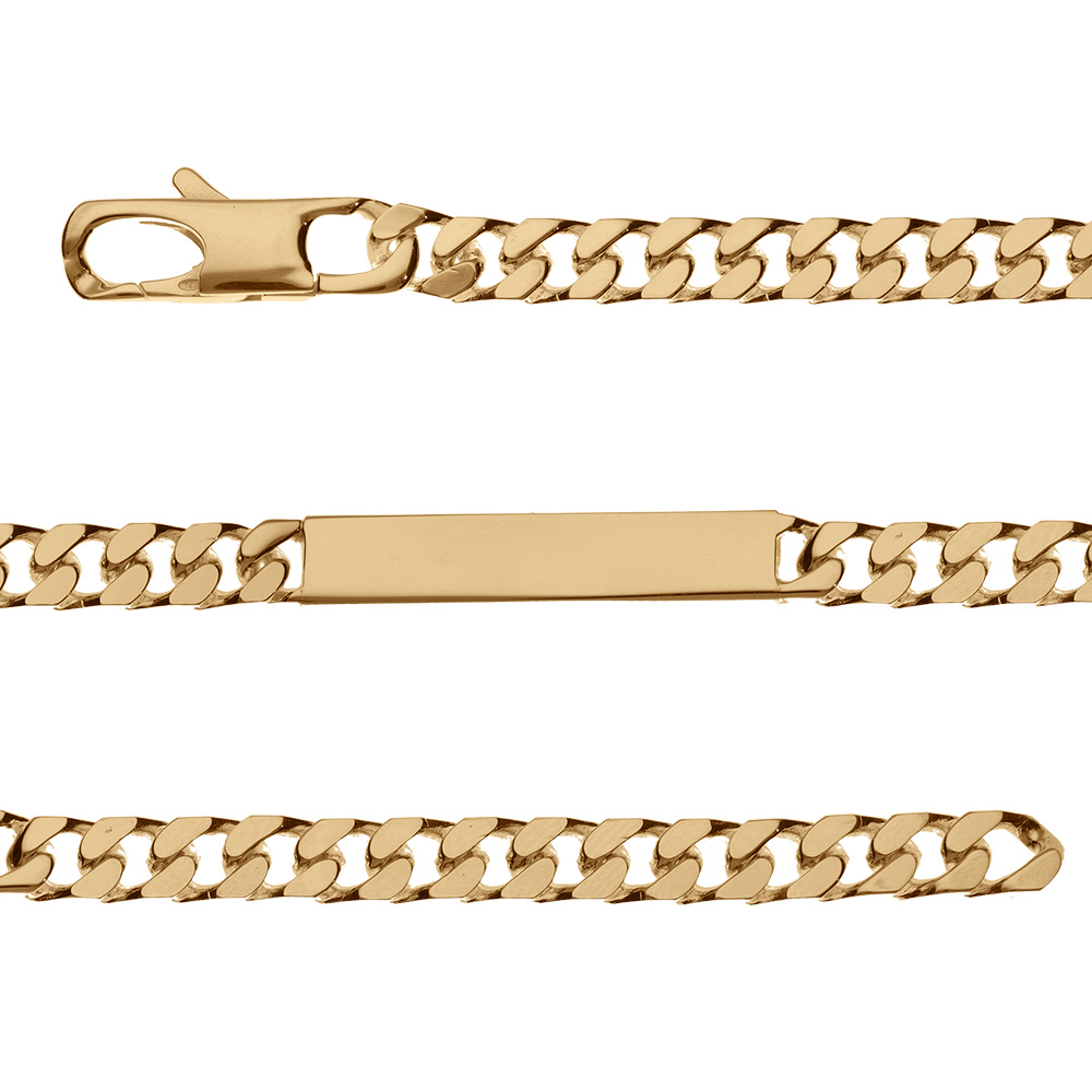 Gourmette en plaqué or maille serrée largeur 6mm et longueur 18,5cm