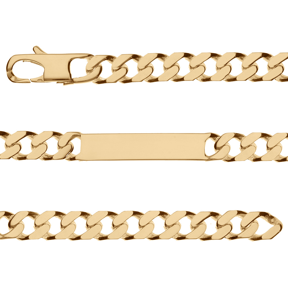 Gourmette en plaqué or maille serrée largeur 8mm et longueur 21cm