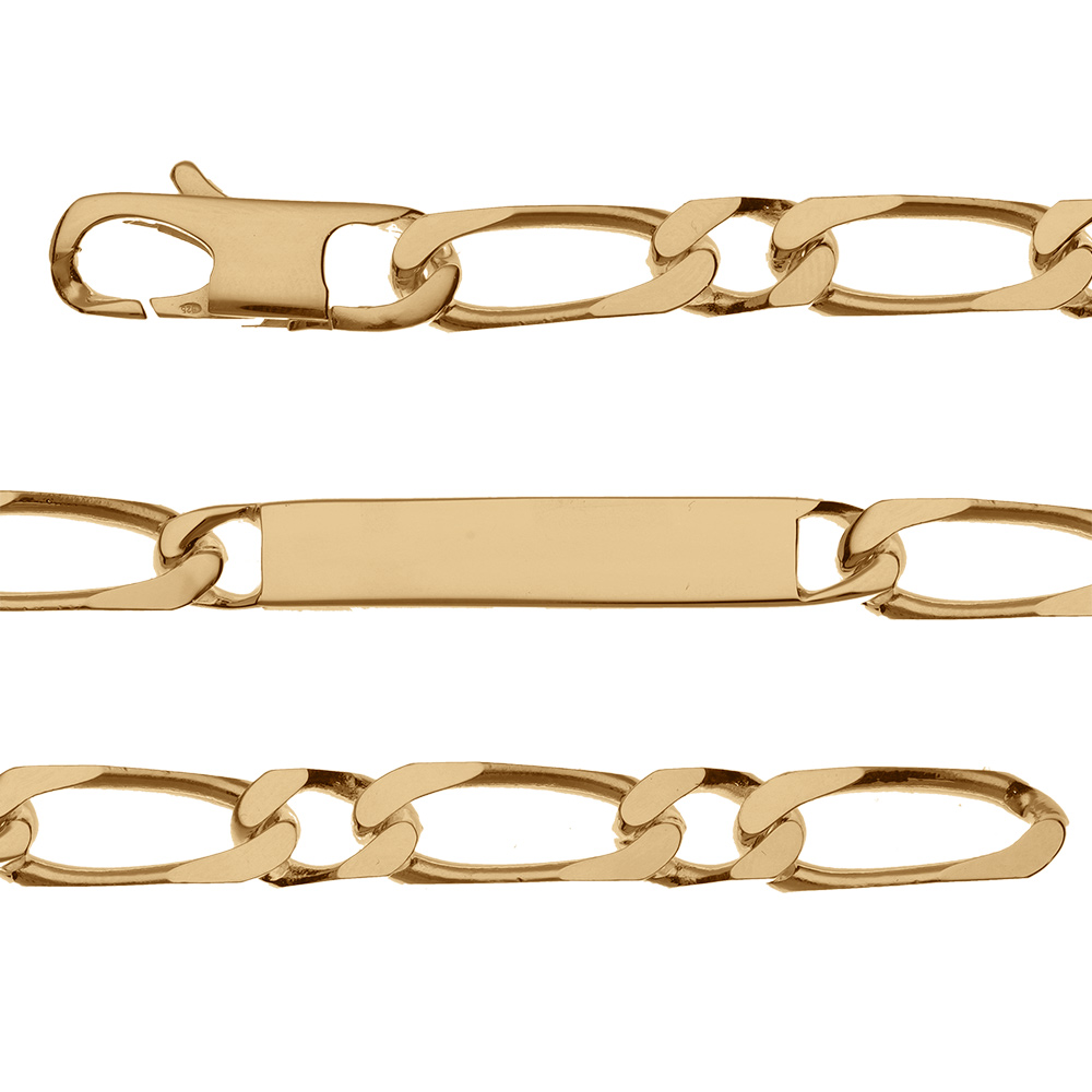 Gourmette en plaqué or maille figaro 1+1 largeur 8mm et longueur 21cm