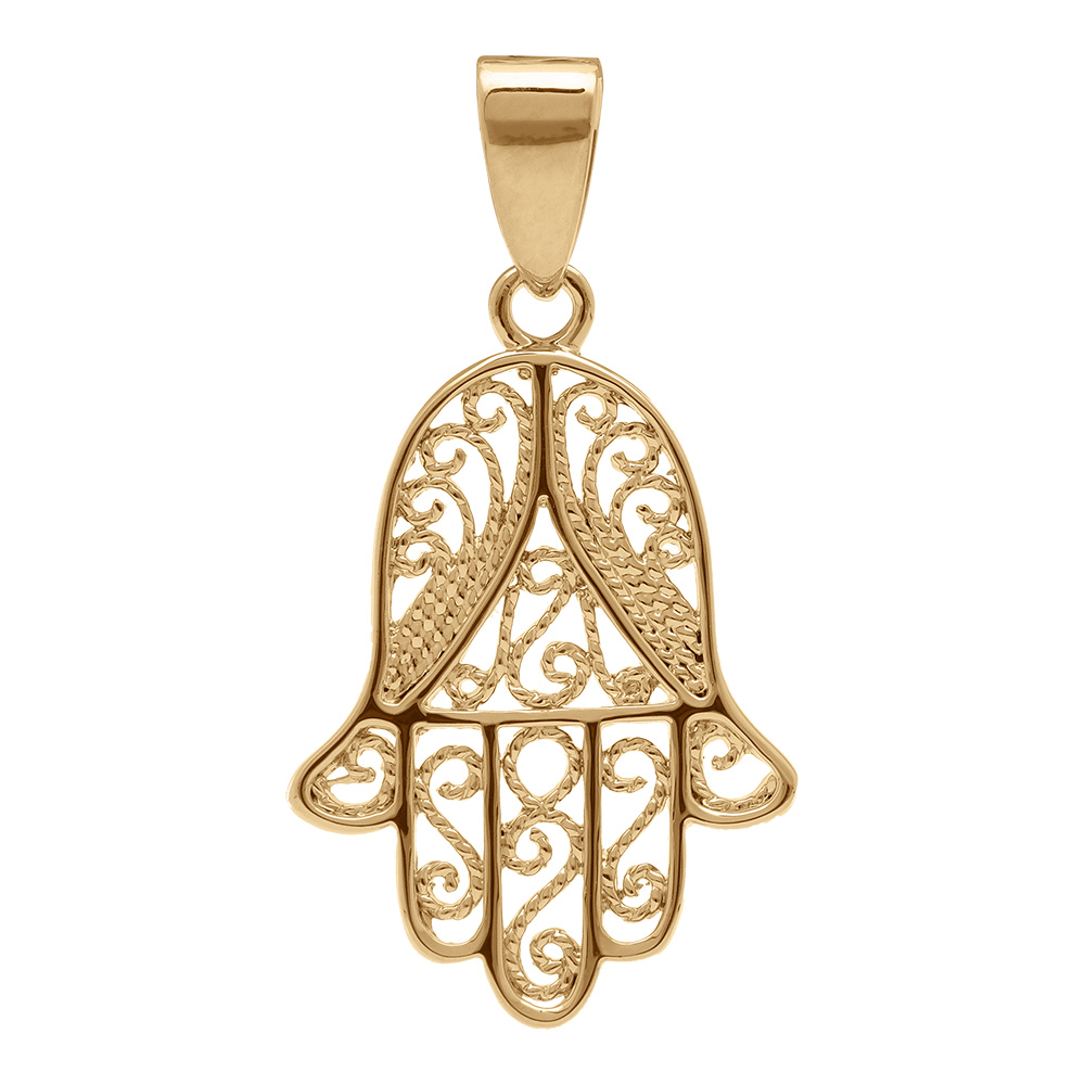 Pendentif en plaqué or main de Fatma ouvragée très petit modèle