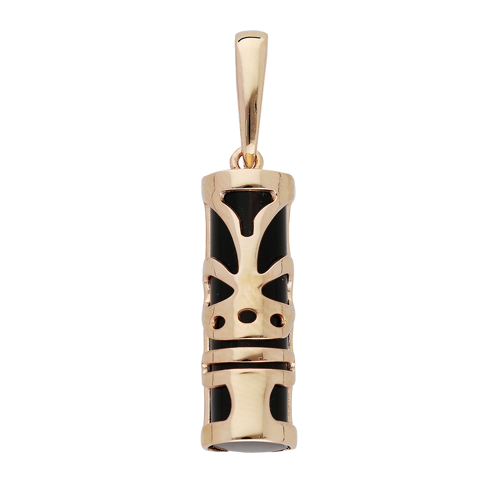 Pendentif en plaqué or Tiki avec motif tribal symbole Chance