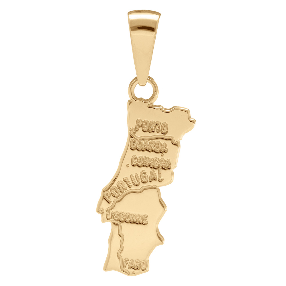 Pendentif en plaqué or carte du Portugal petit modèle