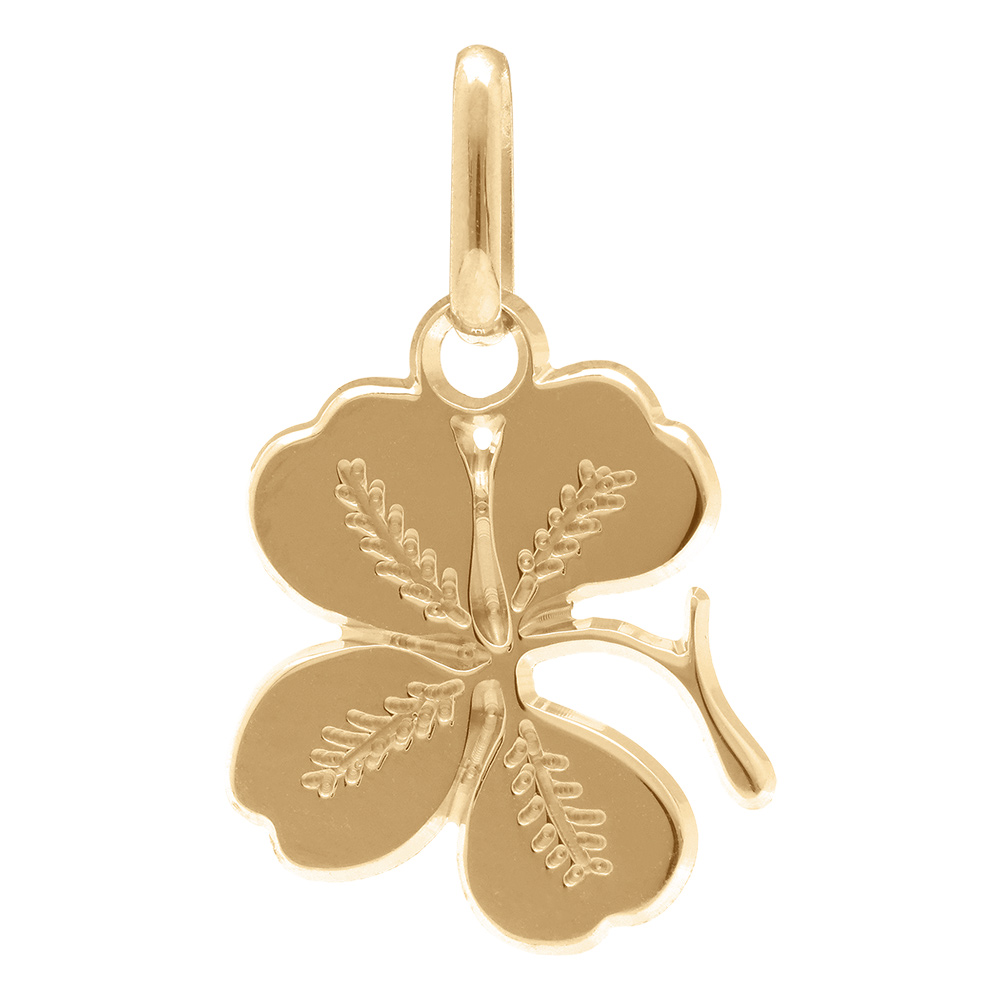Pendentif en plaqué or à quatre feuilles nervuré