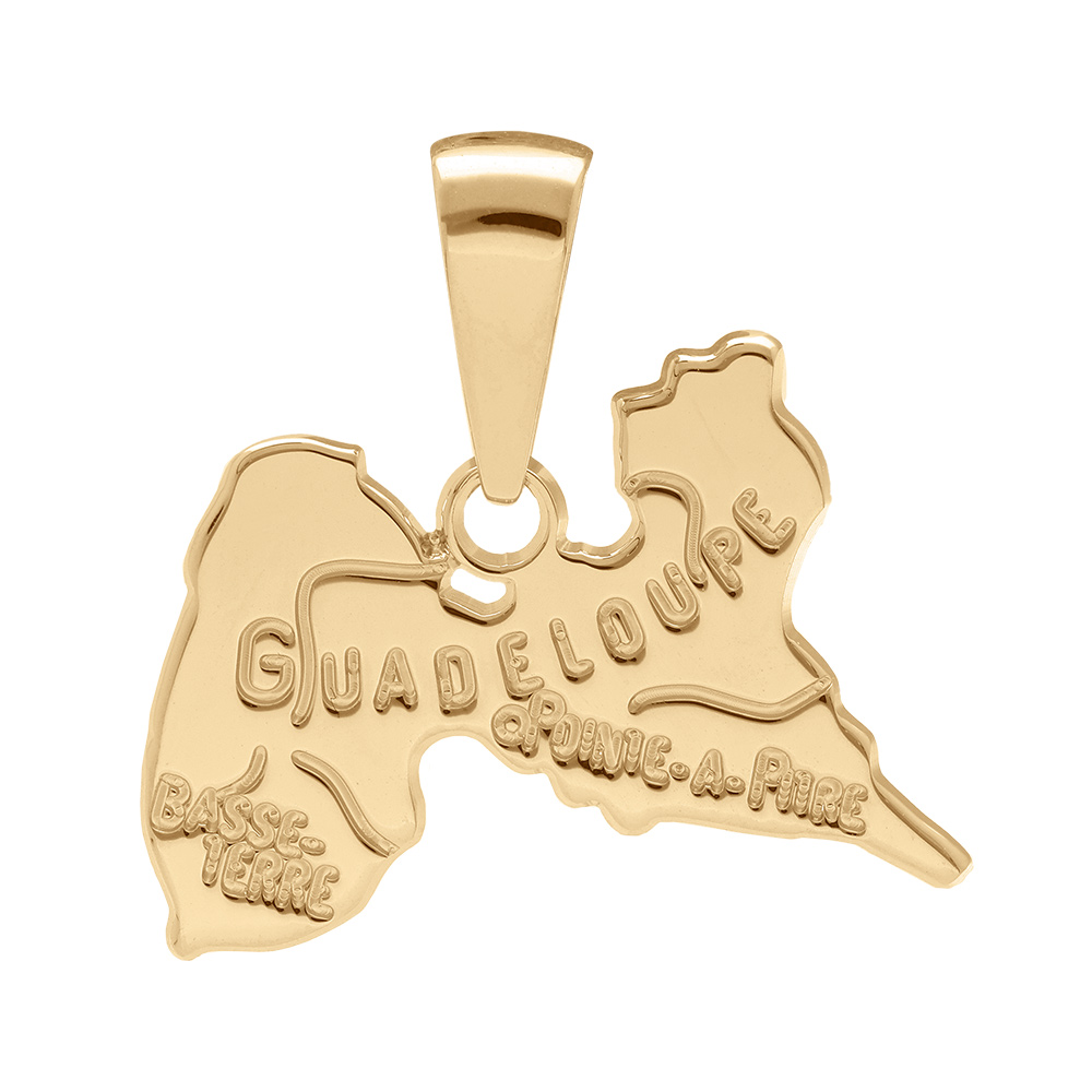 Pendentif en plaqué or carte de Guadeloupe