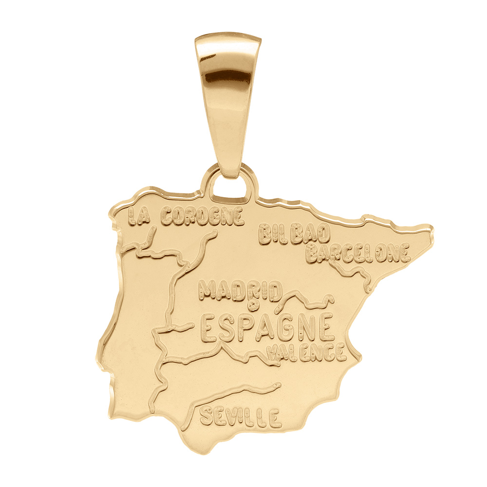 Pendentif en plaqué or carte d'Espagne
