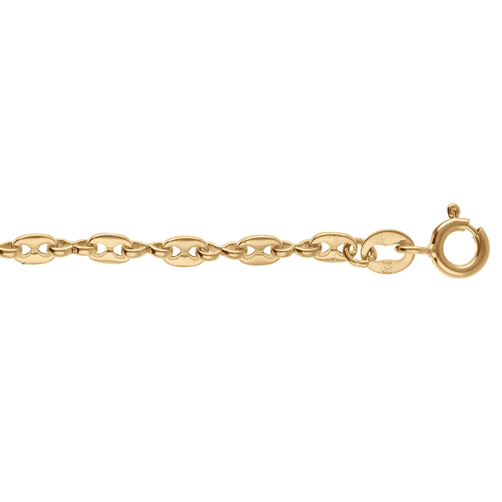 Chaîne de cheville en plaqué or maille grains de café - longueur 25cm
