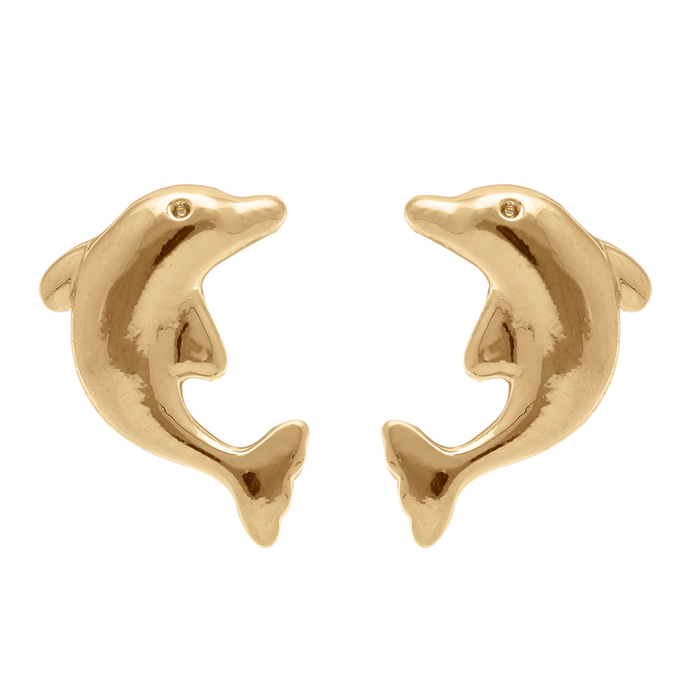 Boucles d'oreilles en plaqué or dauphin et fermoir poussette