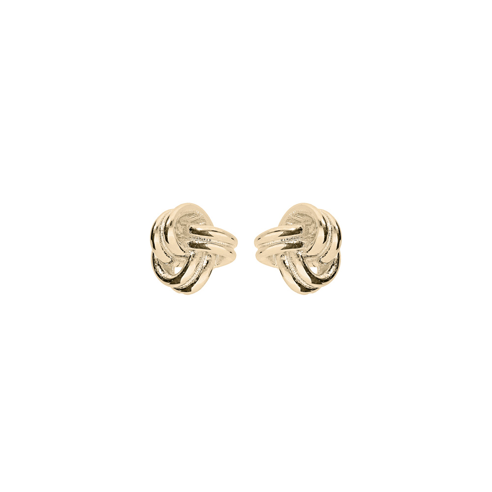 Boucles d'oreille tige en plaqué or noeud d'amour sertis