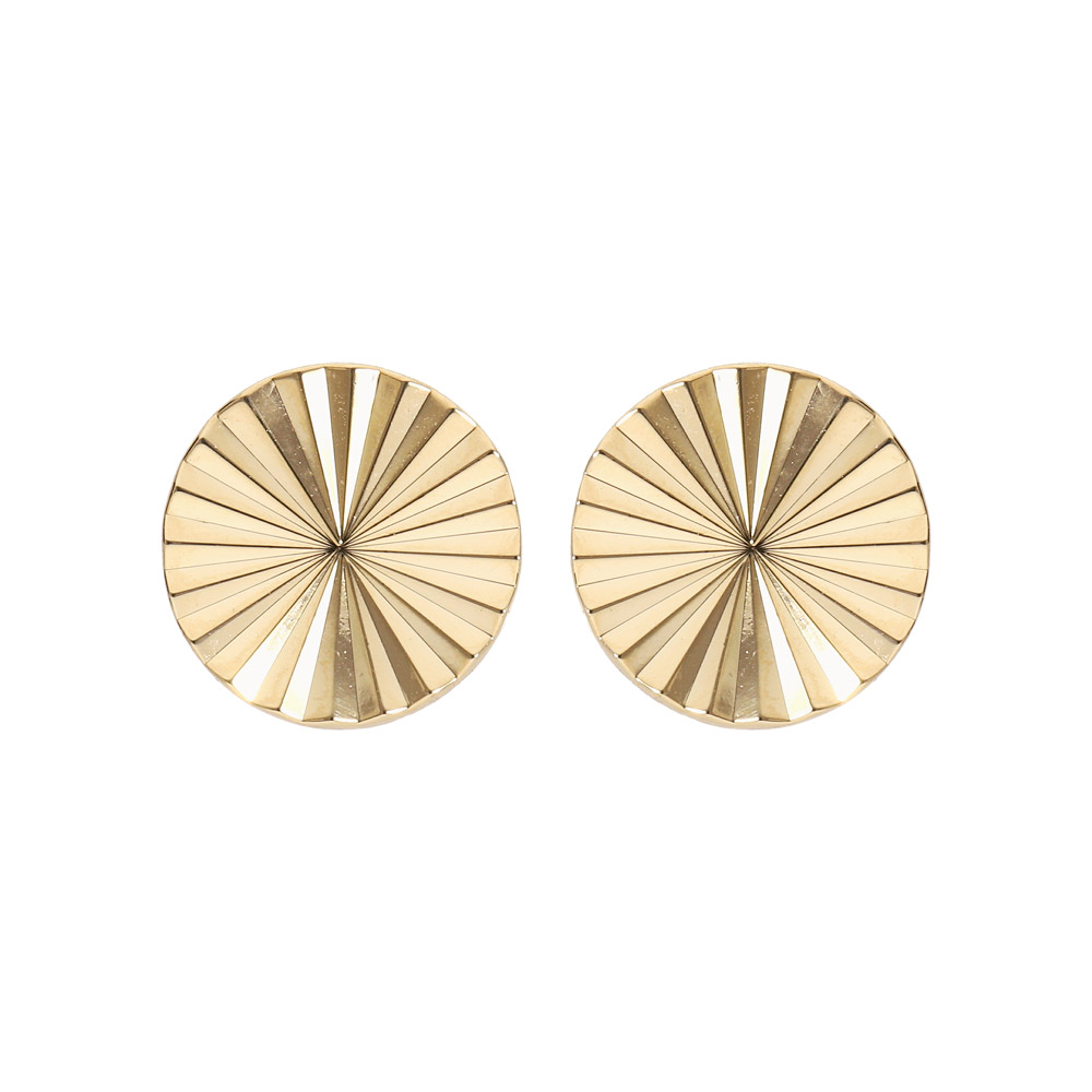 Boucles d'oreille en plaqué or disque ethnique 8 mm et fermoir poussette