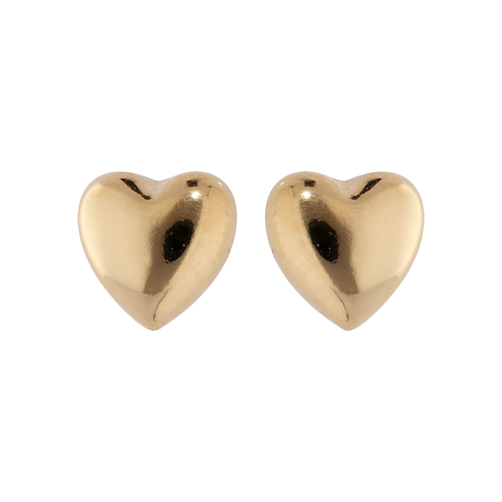 Boucles d'oreille en plaqué or coeur lisse 4mm X 5mm
