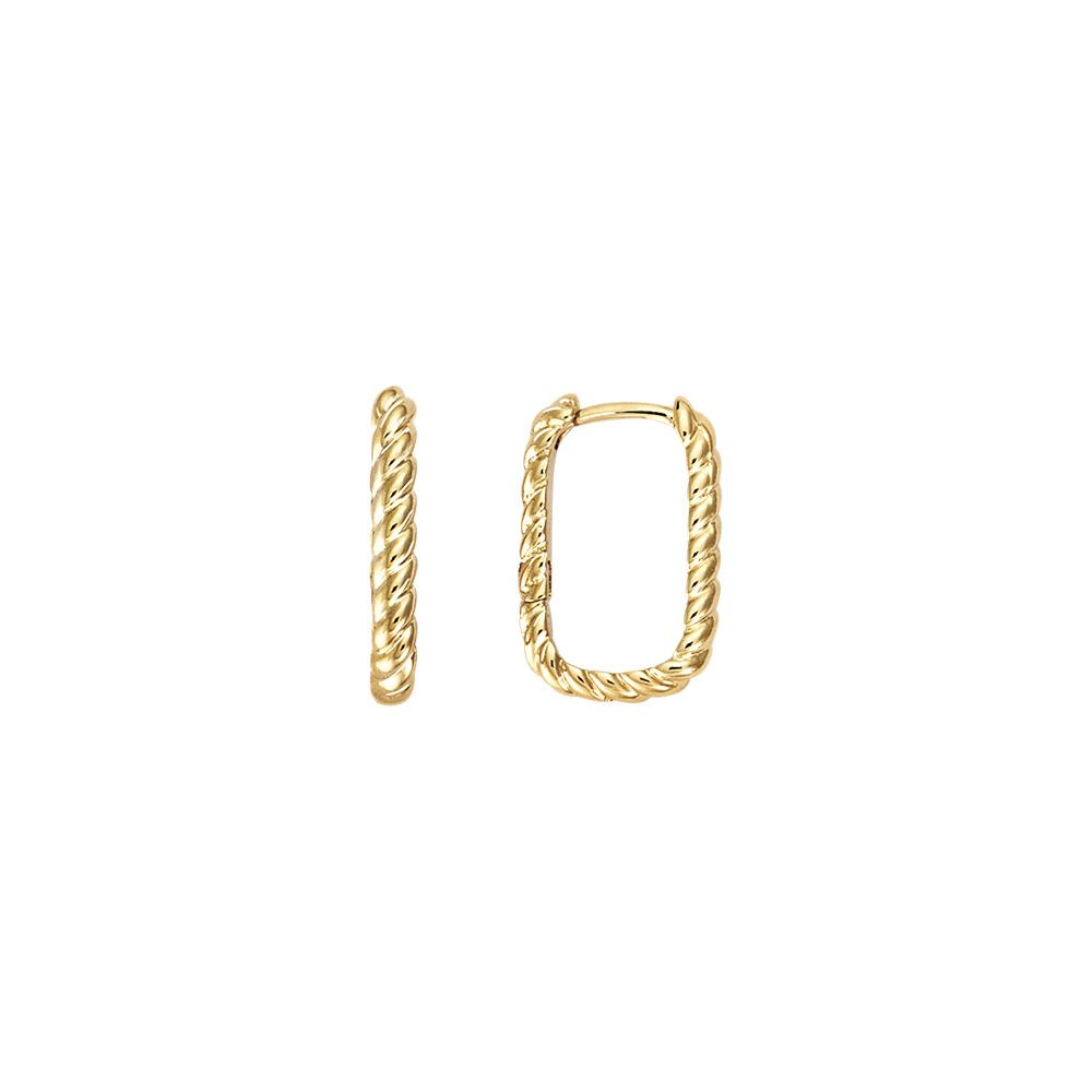Boucles d'oreille tige en plaqué or rectangulaire torsadée