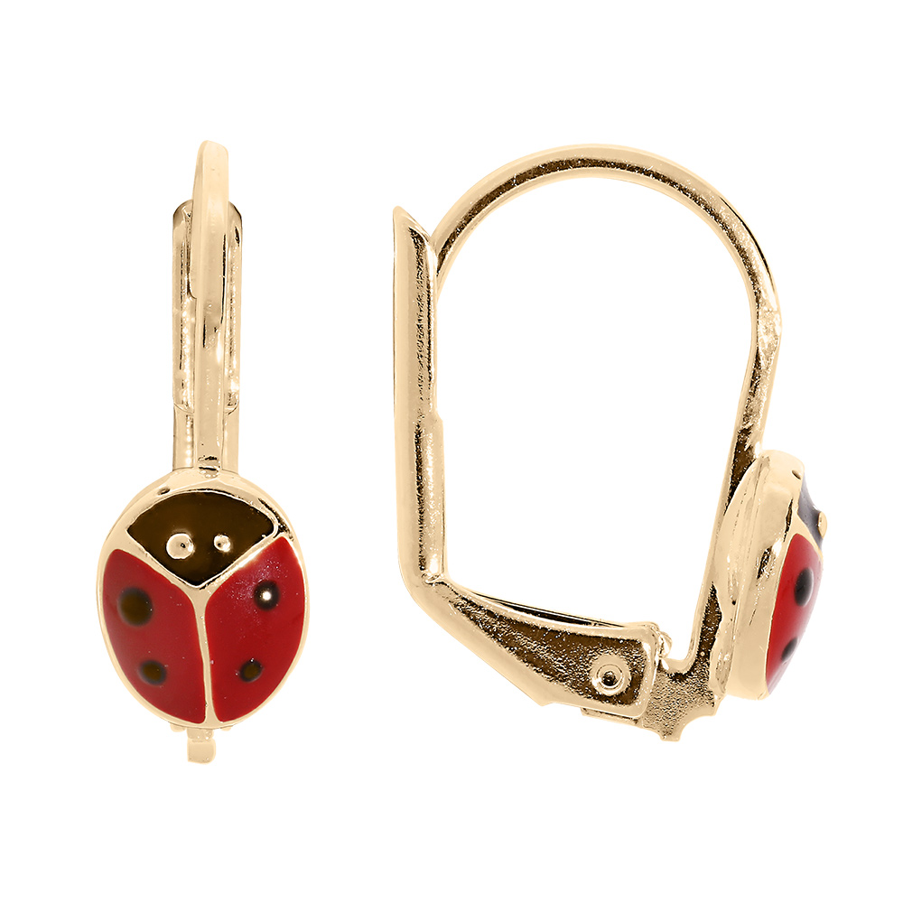 Boucles d'oreille en plaqué or coccinelle et fermoir dormeuse