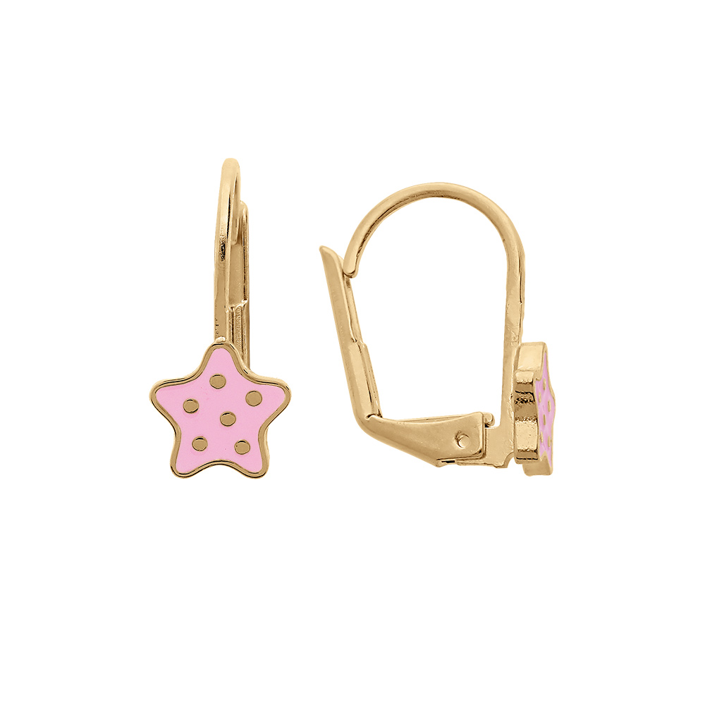 Boucles d'oreille en plaqué or étoile rose à poids et fermoir dormeuse