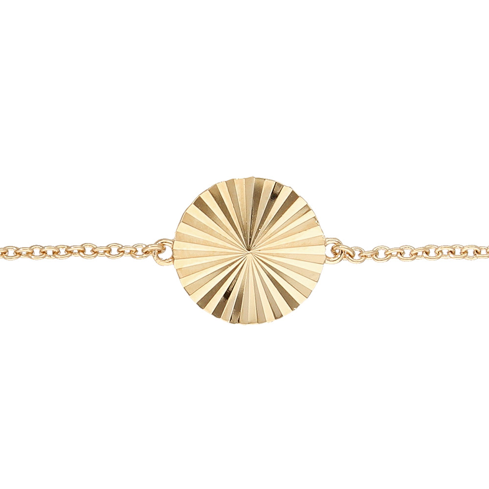 Bracelet en plaqué or chaîne disque ethnique 16+2cm