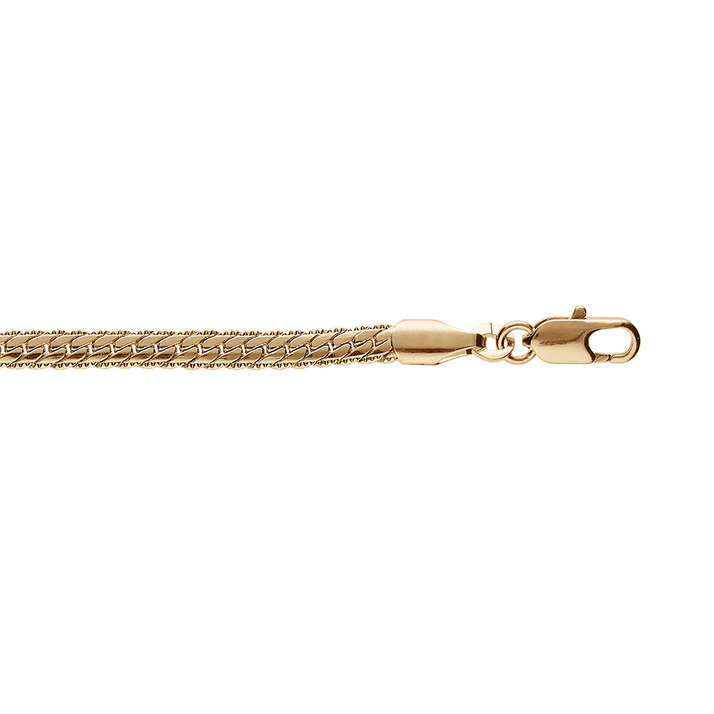 Bracelet en plaqué or maille serpent 3.5mm léger bombé de chaque côté longueur 16+3cm