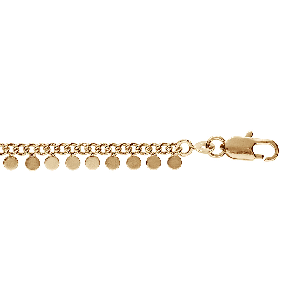 Bracelet en plaqué or pampilles multi rondelles lisses 16+3cm