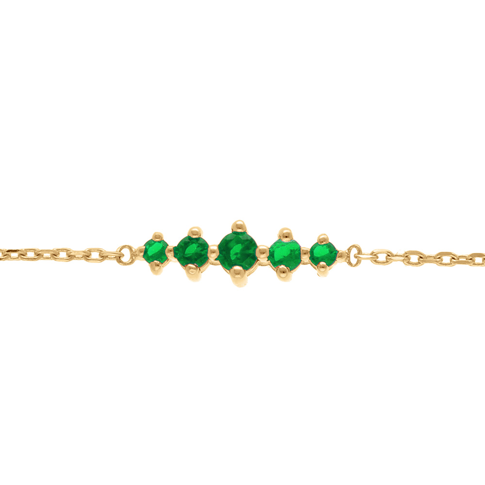 Bracelet en plaqué or oxydes verts horizontaux - 15.5+2.5m