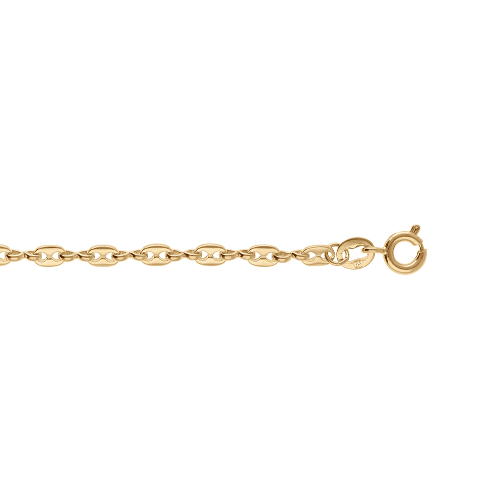 Bracelet en plaqué or chaîne maille grains de café largeur 3mm et longueur 18cm