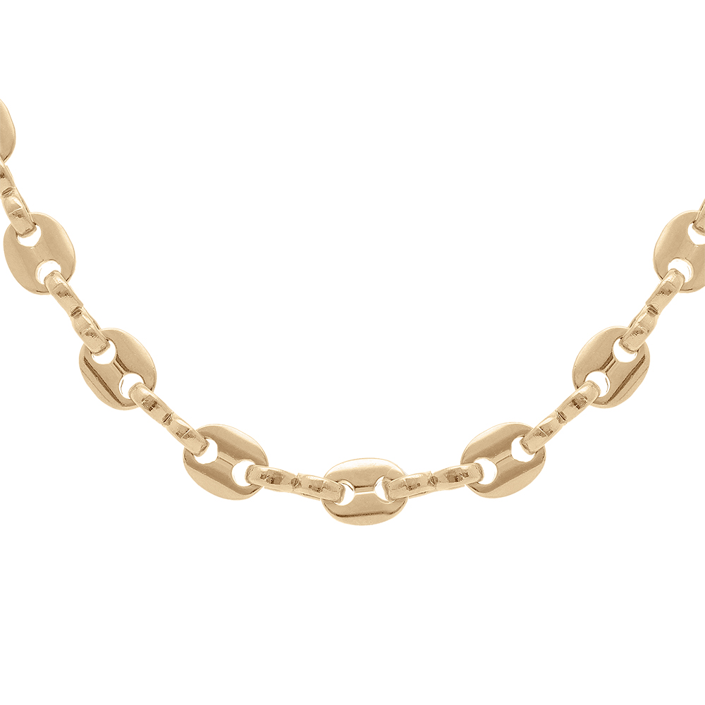 Collier en plaqué or maille grains de café largeur 5mm et longueur 55cm