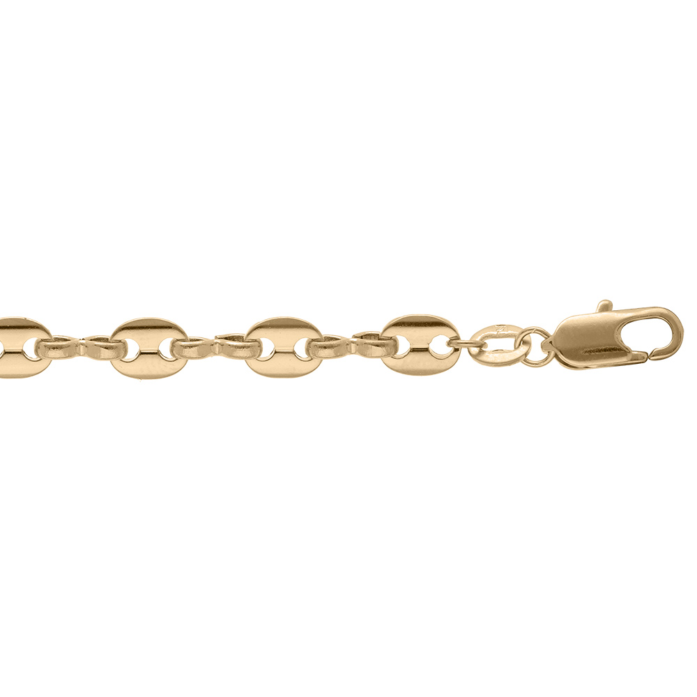 Bracelet en plaqué or chaîne maille grains de café 5mm longueur 19cm