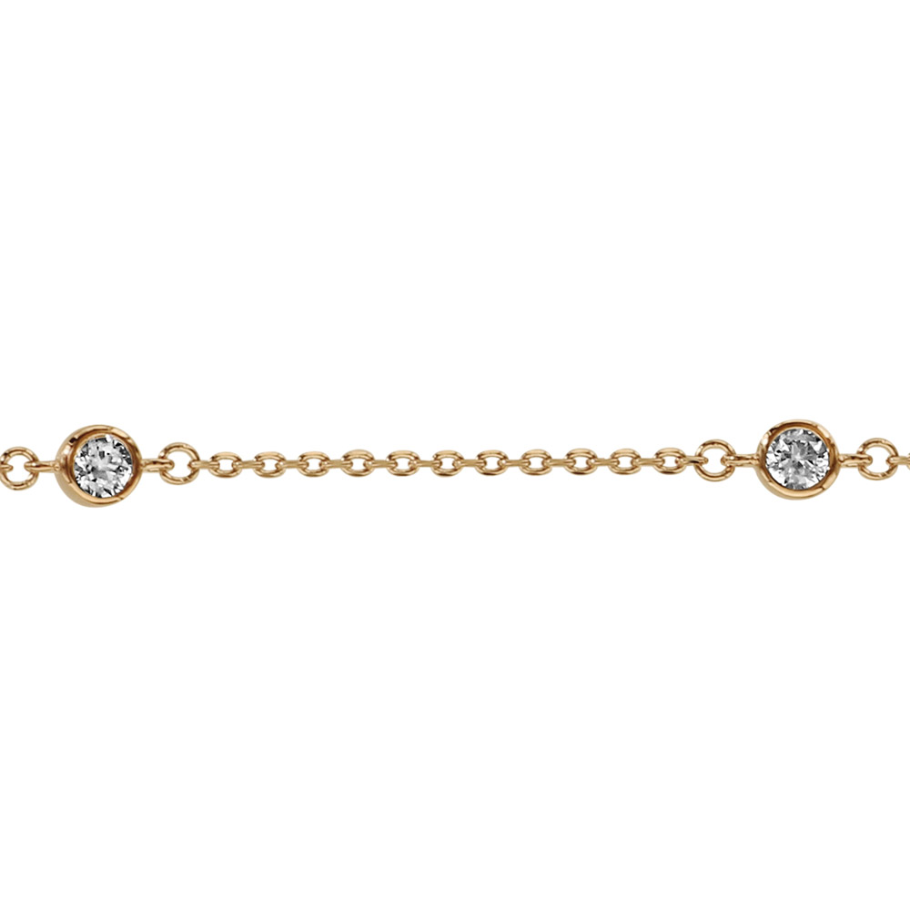 Bracelet en plaqué or 3 oxydes blancs sertis 16cm + 3cm