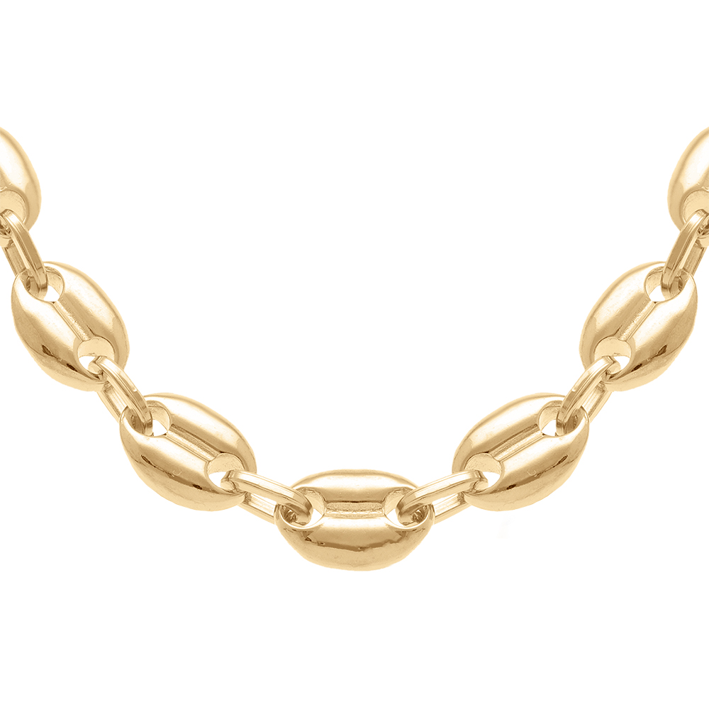 Collier en plaqué or maille grains de café  largeur 7mm et longueur 55cm