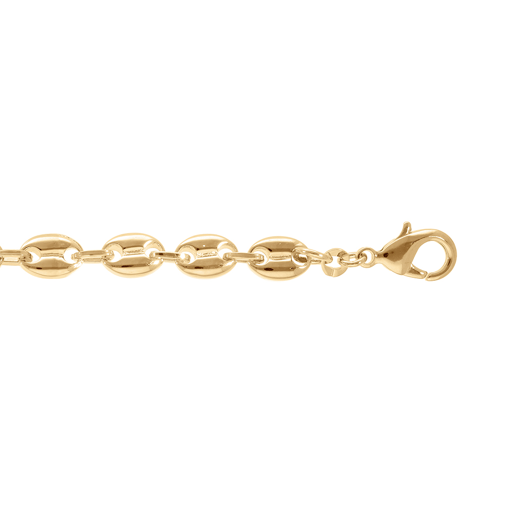 Bracelet en plaqué or chaîne maille grains de café massive - largeur 7mm et longueur 19,5cm