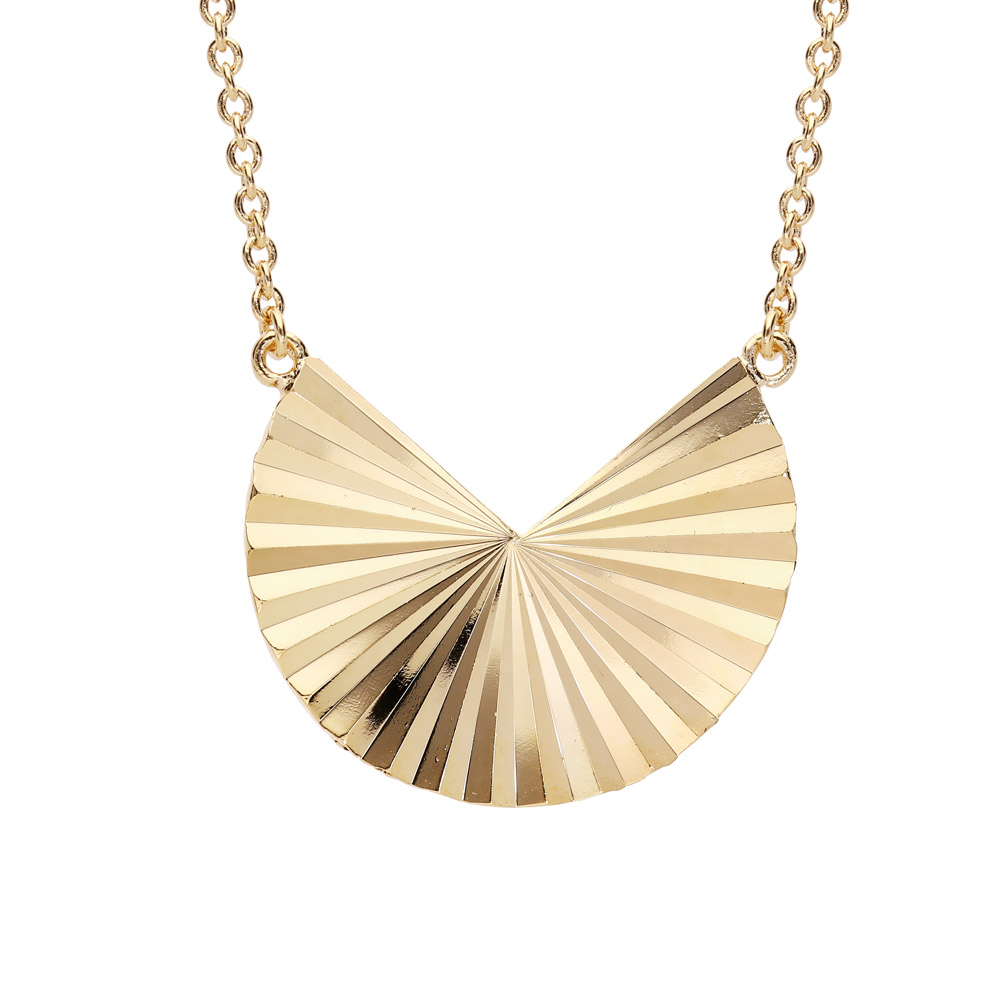 Collier en plaqué or disque ethnique coupé 40+4cm