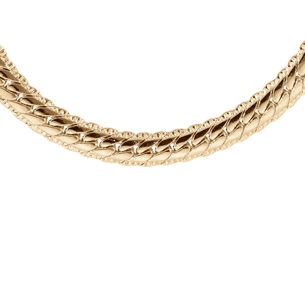Collier en plaqué or maille serpent 3.5mm léger bombé de chaque côté longueur 42cm