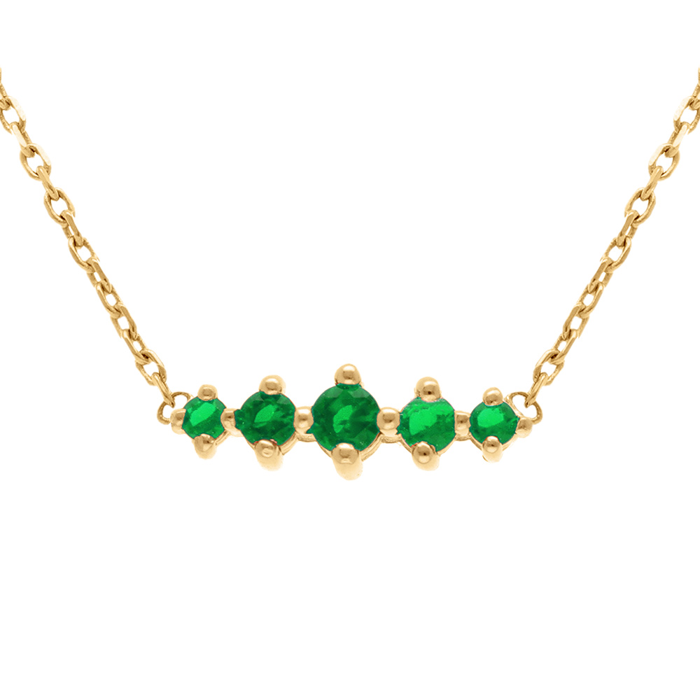 Collier en plaqué or oxydes verts horizontaux - 38+4cm