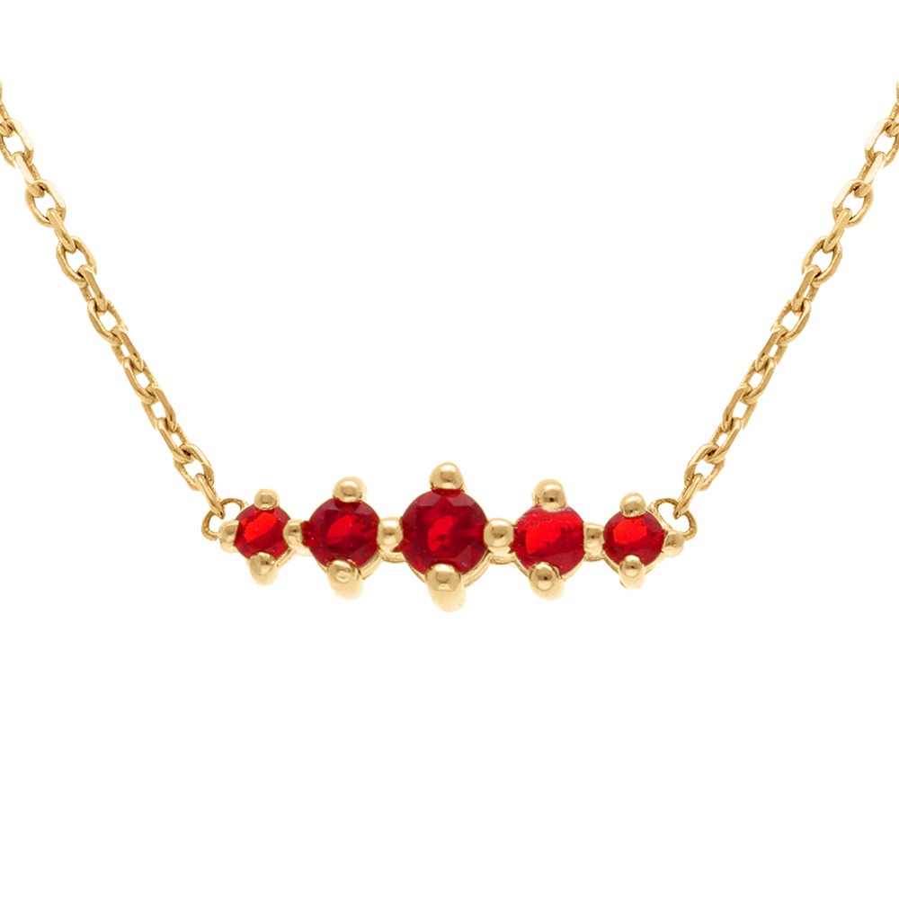 Collier en plaqué or oxydes rouges horizontaux -  38+4cm
