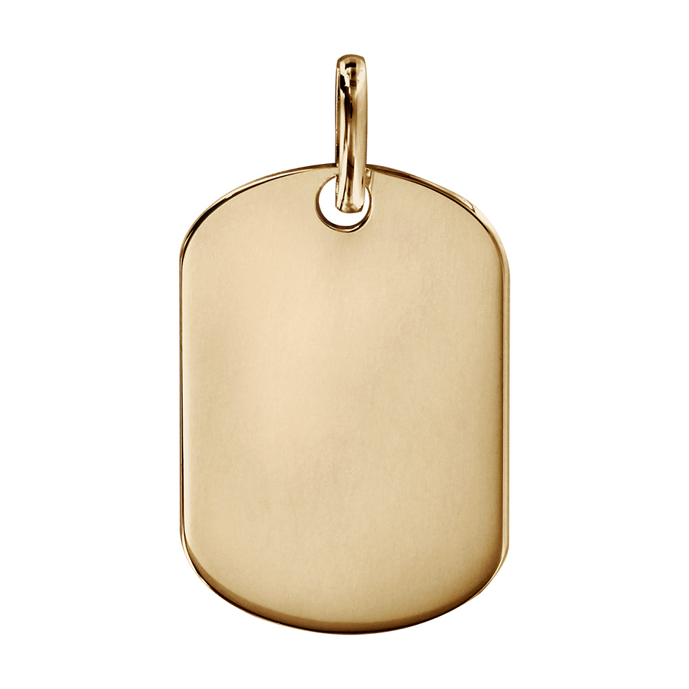 Pendentif en plaqué or plaque G.I. arrondie à graver - dimensions 16mm X 23mm - plaque fine