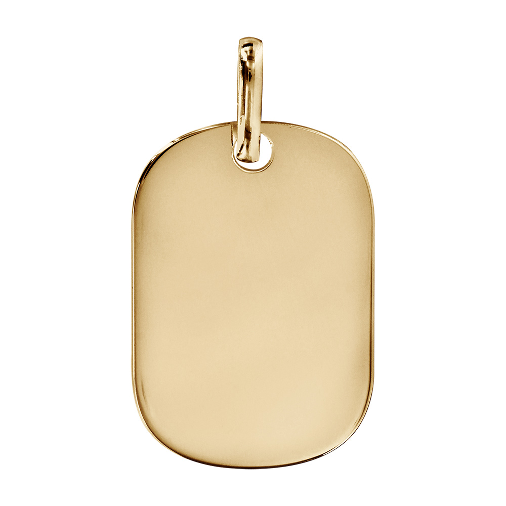 Pendentif en plaqué or plaque G.I. arrondie à graver - dimensions 18m X 25,7mm - plaque fine