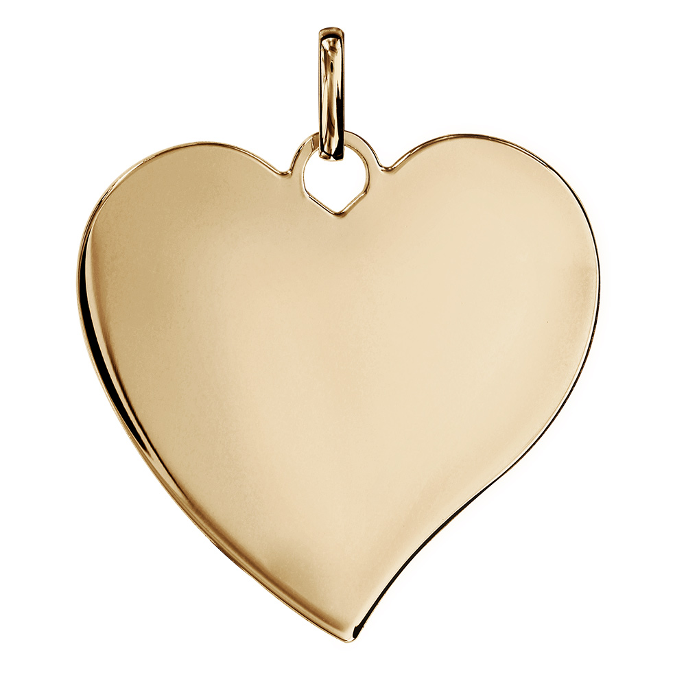 Pendentif en plaqué or coeur à graver très grand modèle 33mm X 36mm - plaque fine